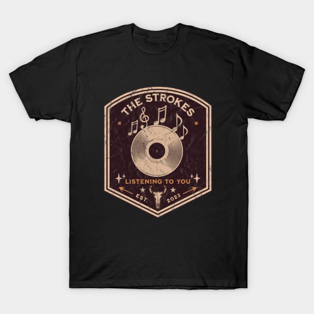 listening vintage vinyl v3 T-Shirt by jekoba